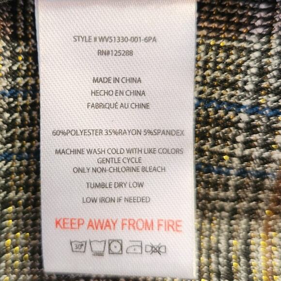 Jason Wu Wide Leg Plaid Single Pleat Metallic Thread Trouser Pants Women Size 8 - Picture 10 of 10